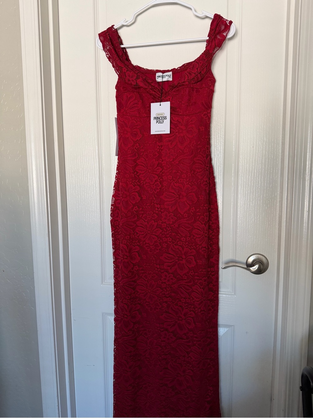 Princess Polly Red Lace Maxi Dress with Floral Lace